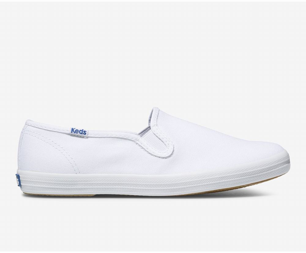 Women's Keds Champion Slip Ons White 0165879DR - South Africa